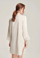 16 Momme Lace - trimmed silk shirt nightgown - ErosLace