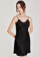 16Momme Silk nightgown with lace trim - ErosLace