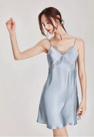 16Momme Silk nightgown with lace trim - ErosLace