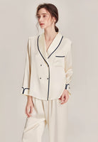 Double - breasted long - sleeved silk suit - ErosLace