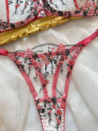 Elegant Floral Embroidered Sheer Mesh Lingerie Set - Tempting & Alluring - ErosLace