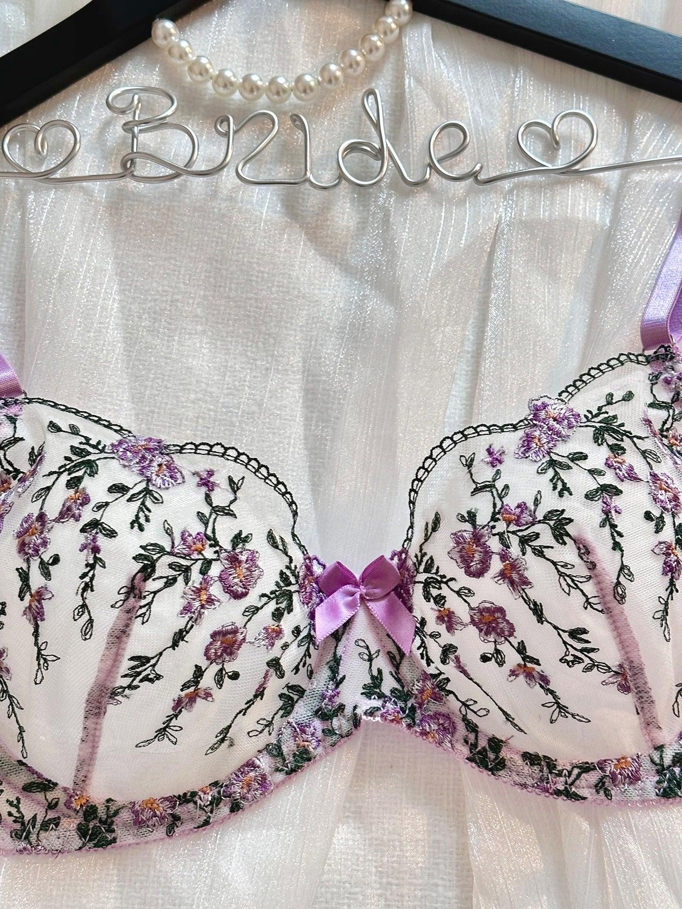 Elegant Floral Embroidered Sheer Mesh Lingerie Set - Tempting & Alluring - ErosLace