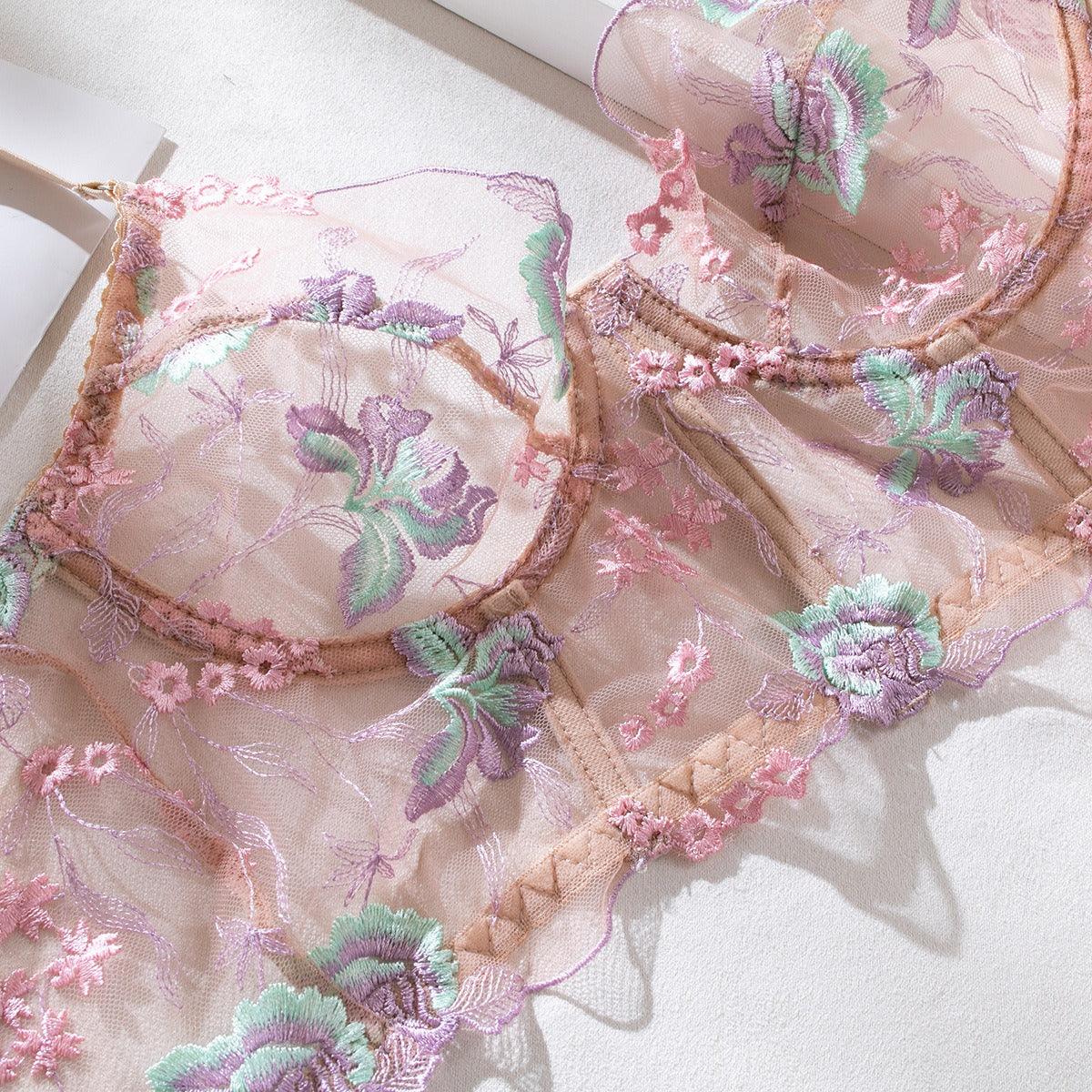 Embroidered Floral Fishbone Sexy Lingerie - ErosLace