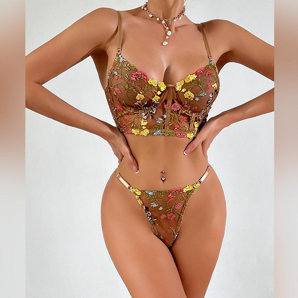 Embroidered Floral Fishbone Sexy Lingerie - ErosLace