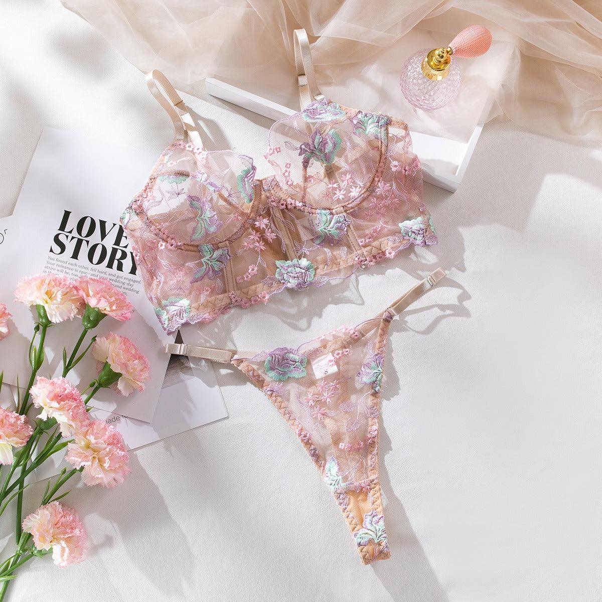 Embroidered Floral Fishbone Sexy Lingerie - ErosLace