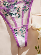 Embroidered Floral Sheer Mesh Elegant Multicolor Sexy Lingerie Set - ErosLace