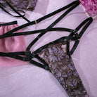 Embroidered Mesh Sheer Skirted Underwire Lingerie Set - Intricate Design - ErosLace