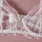 Embroidered Sheer Ruffle Underwire Lingerie Set - 3 Pieces - ErosLace