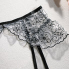 Embroidered Sheer Ruffle Underwire Lingerie Set - 3 Pieces - ErosLace