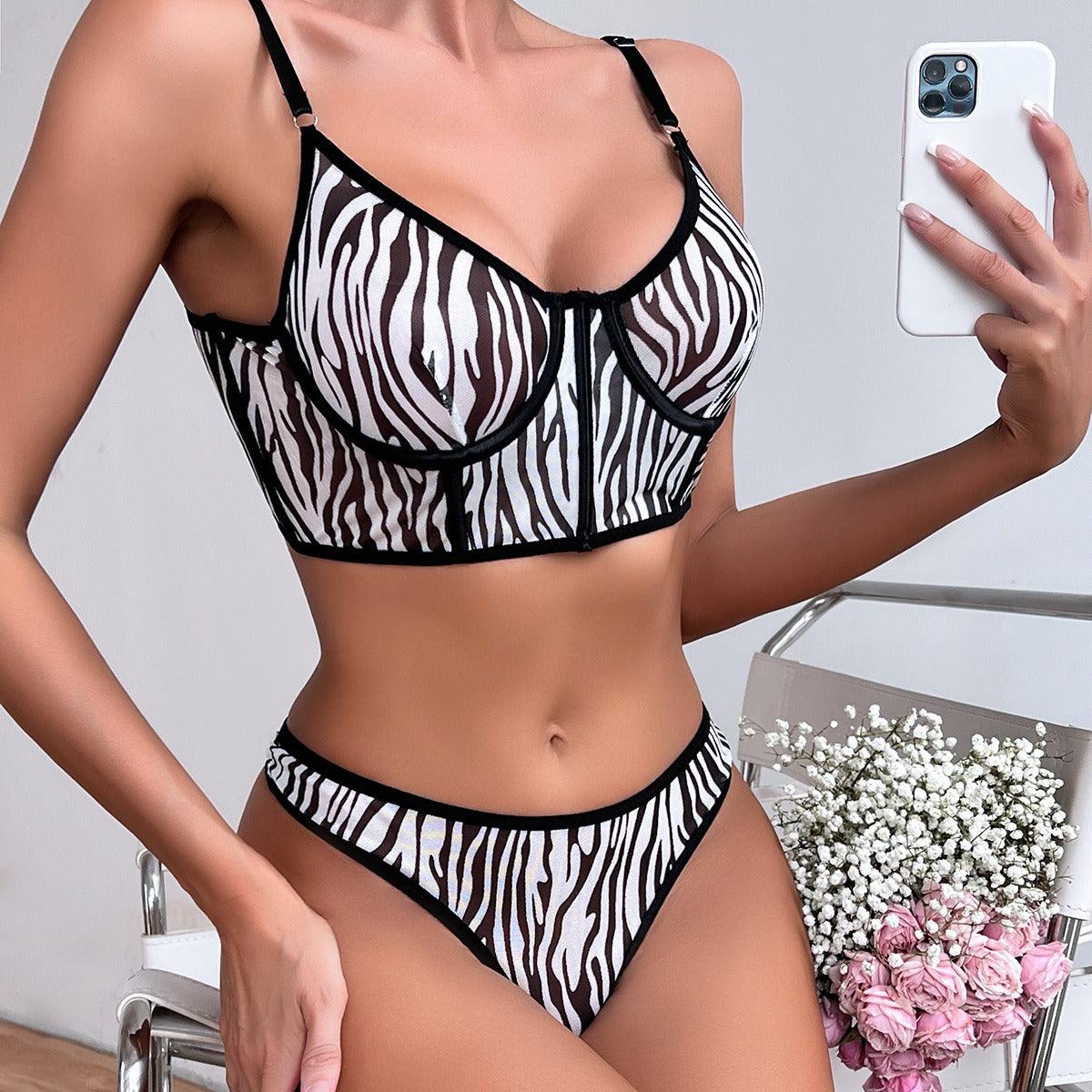 Fishbone Contrast Zebra Mesh Sexy Sheer - ErosLace