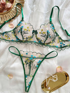 Floral embroidery sweet style see-through mesh sexy and comfortable underwear - ErosLace