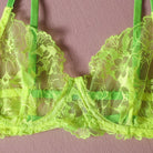 Fluorescent Green Underwire Lingerie Set - 3 Pieces - ErosLace