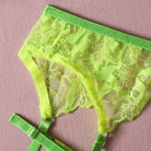 Fluorescent Green Underwire Lingerie Set - 3 Pieces - ErosLace