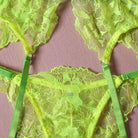 Fluorescent Green Underwire Lingerie Set - 3 Pieces - ErosLace