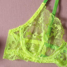 Fluorescent Green Underwire Lingerie Set - 3 Pieces - ErosLace