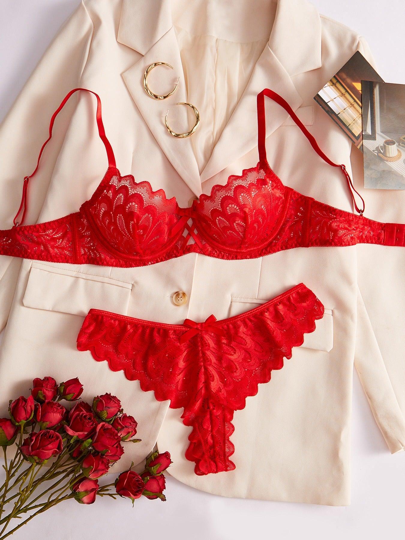 French Lace Push-Up Bra Set, Sensual and Available in Multiple Colors, Lingerie - ErosLace