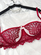 French Style Sexy Push-Up Lace Sheer Bra and Thong Lingerie Set - ErosLace