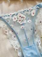 French Sweet Floral Embroidered Sheer Mesh Comfort Push-Up Lingerie Set - ErosLace