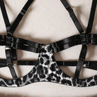 Leopard Print Intricate Strappy Lingerie Set - 3 Pieces - ErosLace