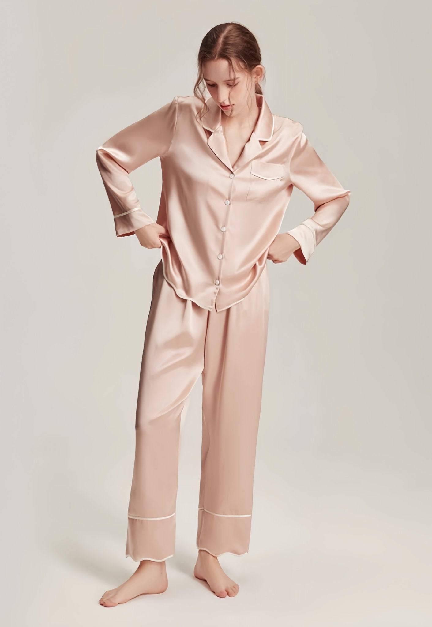 long sleeve silk suit - ErosLace