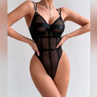 Mesh see-through deep V comfortable push-up double-strap underwear - ErosLace