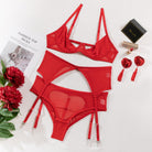 Open Cup Crotchless Lingerie Set - 3 Pieces, Sexy and Alluring - ErosLace