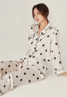 Polka dot long sleeve silk suit - ErosLace