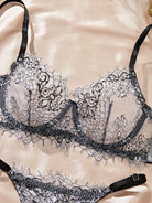 Pure Desire French Push-Up Bra Set: Ultra-Thin Sheer Lace Lingerie - ErosLace