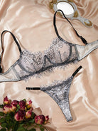 Pure Desire French Push-Up Bra Set: Ultra-Thin Sheer Lace Lingerie - ErosLace