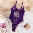 Purple Butterfly Sheer Bodysuit - ErosLace