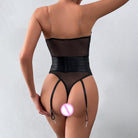 See - through invisible suspender wrap bodysuit - ErosLace