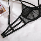 Sheer Hollow-Out Lingerie Set with Garter Belt and Choker - 4 Pieces - ErosLace