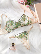 Sheer Mesh Multicolor Embroidered Seductive Lingerie Set - ErosLace