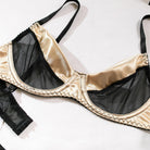 Sheer Mesh Satin Contrast Sexy Lingerie Bra Set - ErosLace