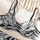 Sheer Mesh Zebra Print Lingerie Set with Underwire and Choker - 4 Pieces - ErosLace