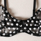 Sheer Polka Dot Lingerie Set with Bow and Choker - 4 Pieces - ErosLace