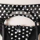 Sheer Polka Dot Lingerie Set with Bow and Choker - 4 Pieces - ErosLace