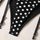 Sheer Polka Dot Lingerie Set with Bow and Choker - 4 Pieces - ErosLace