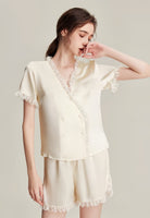 Silk short sleeve home pajamas set - ErosLace