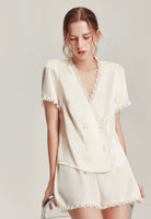 Silk short sleeve home pajamas set - ErosLace