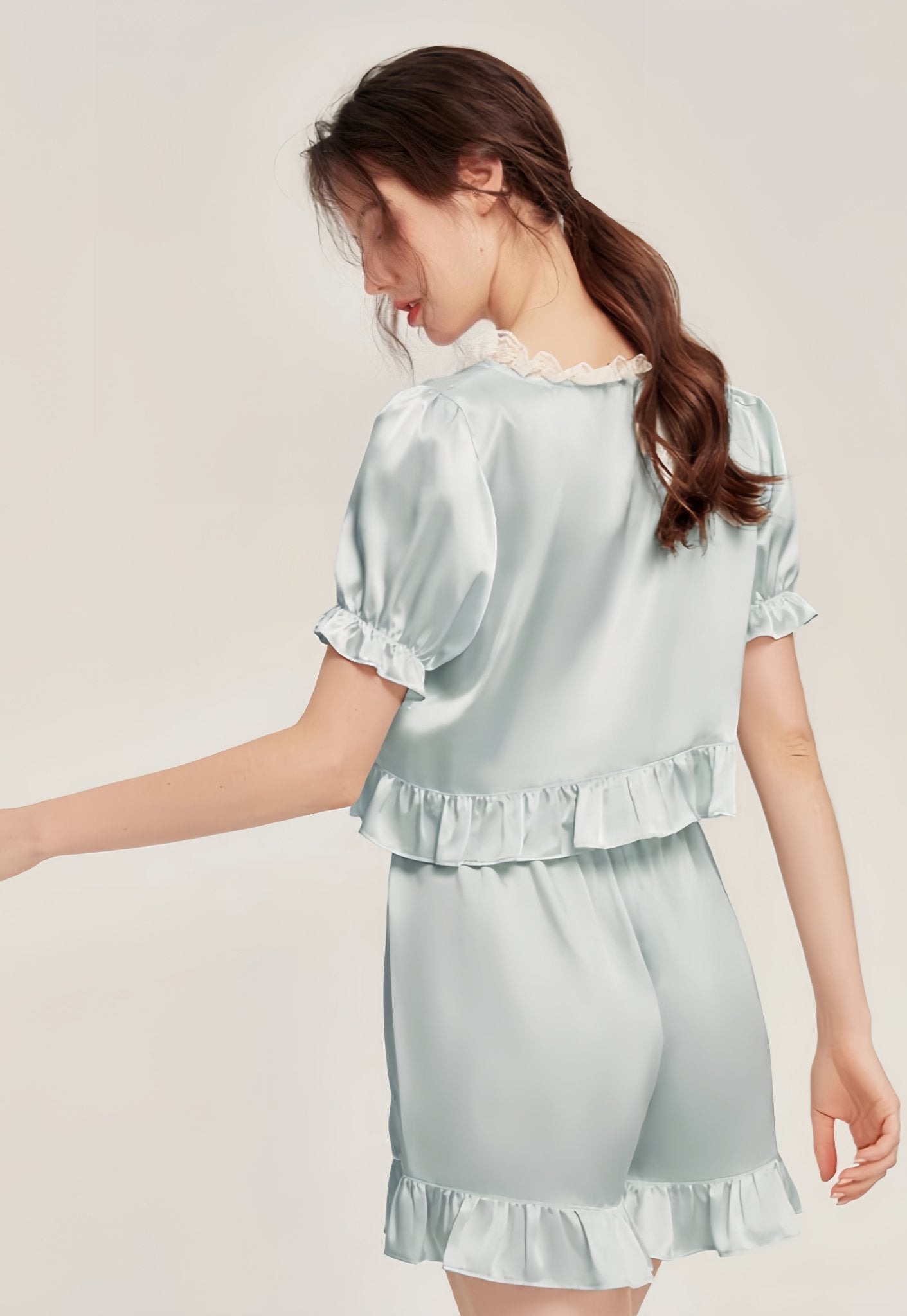 Silk short sleeve suit home wear - ErosLace