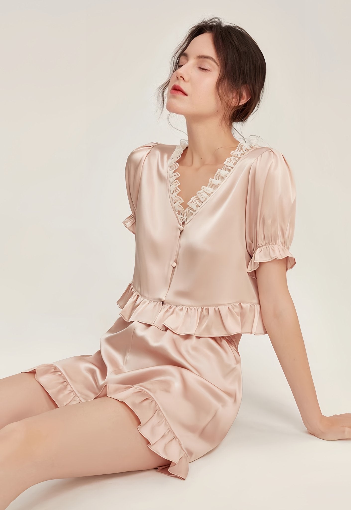 Silk short sleeve suit home wear - ErosLace