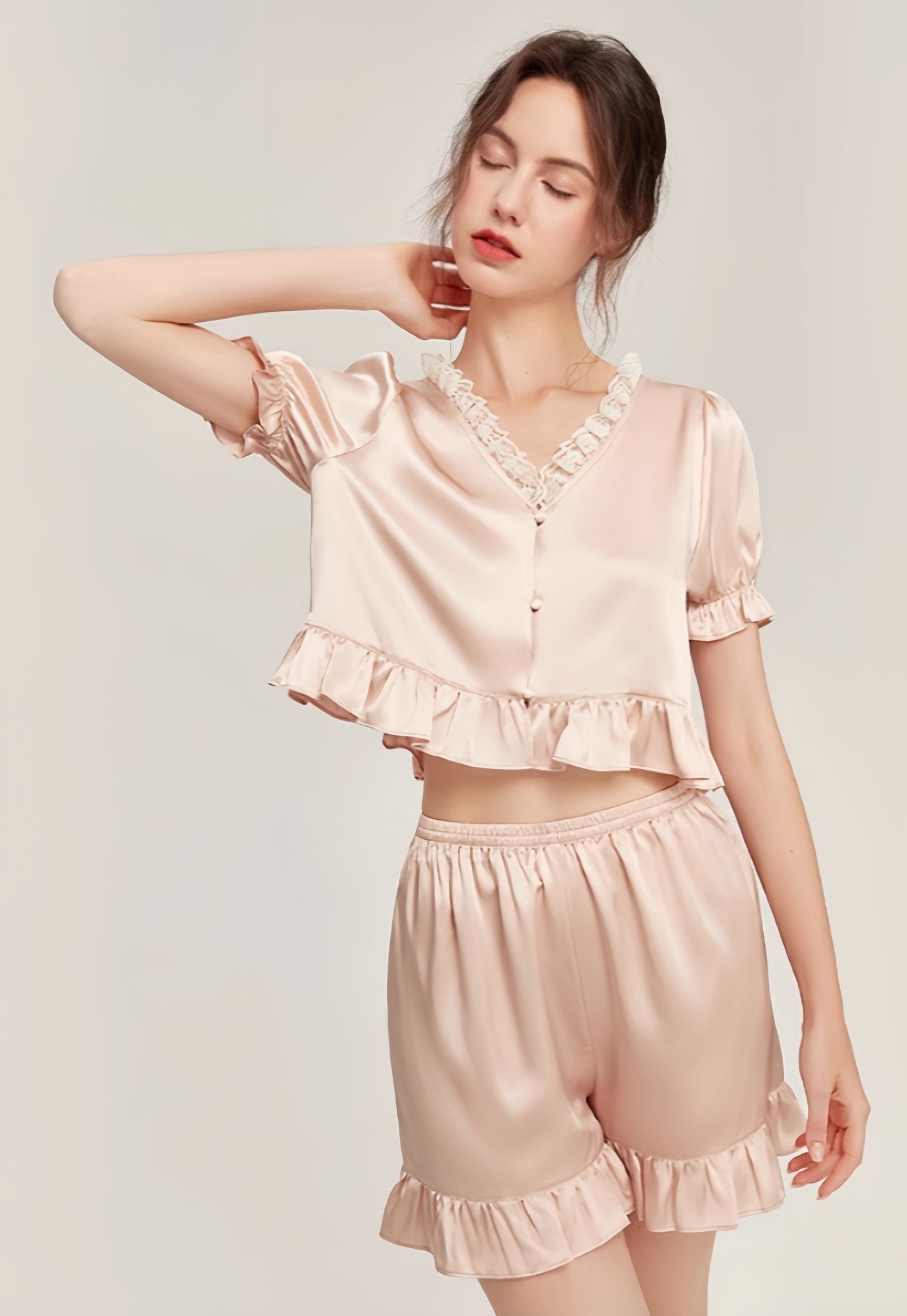 Silk short sleeve suit home wear - ErosLace