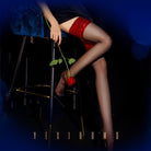 Summer ultra - thin sexy red edge lace stockings peacock feather knee - high - ErosLace