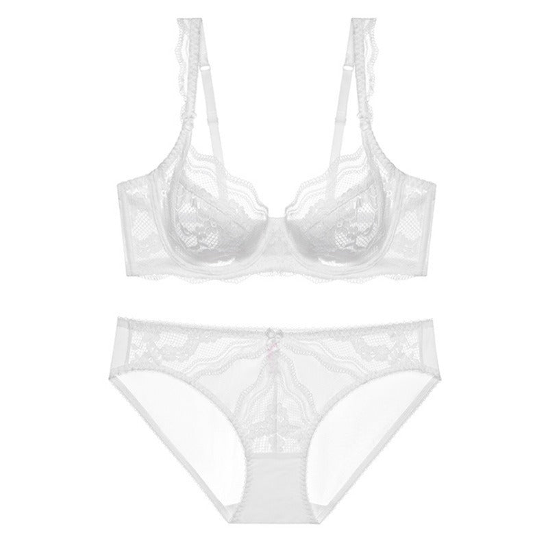 Thin lace padless bra set including large sizes - ErosLace