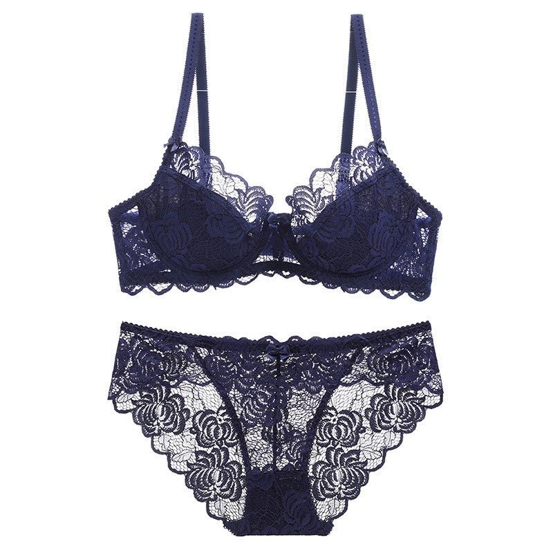 Ultra - thin Breathable Lace Bra Set Large Size - ErosLace