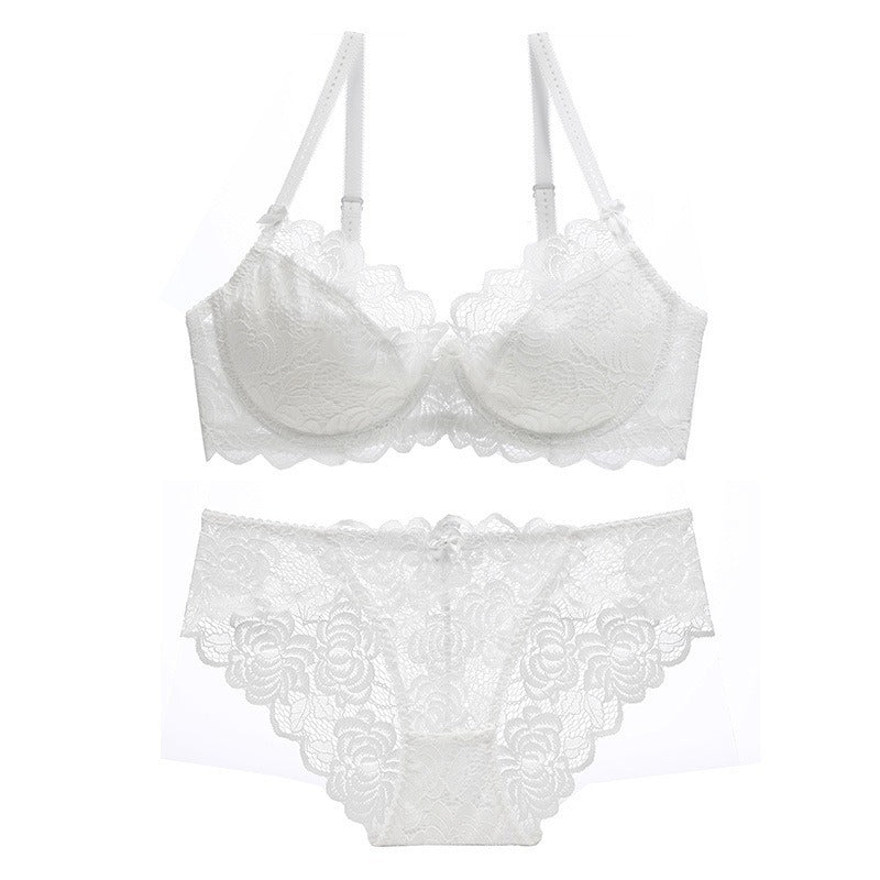 Ultra - thin Breathable Lace Bra Set Large Size - ErosLace